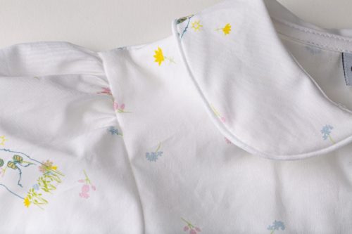 Chemise de nuit manche courte col claudine - Cotonboul